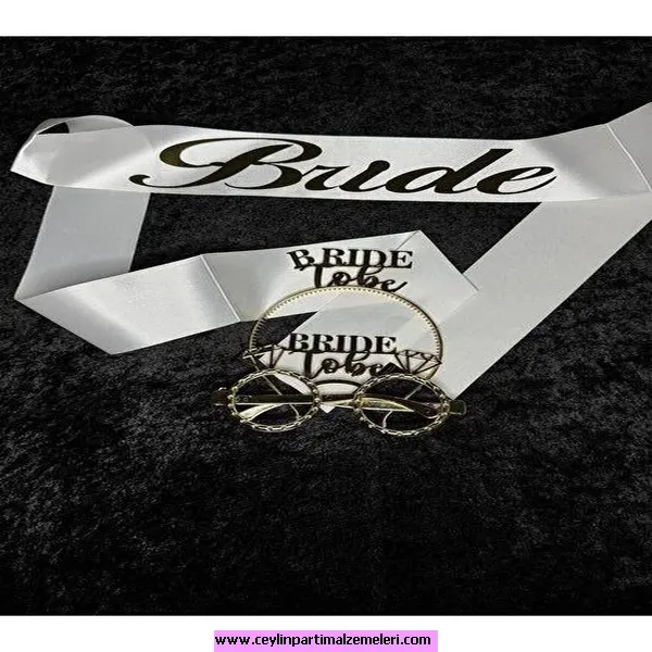 Bride Taç & Kuşak & Gözlük Set